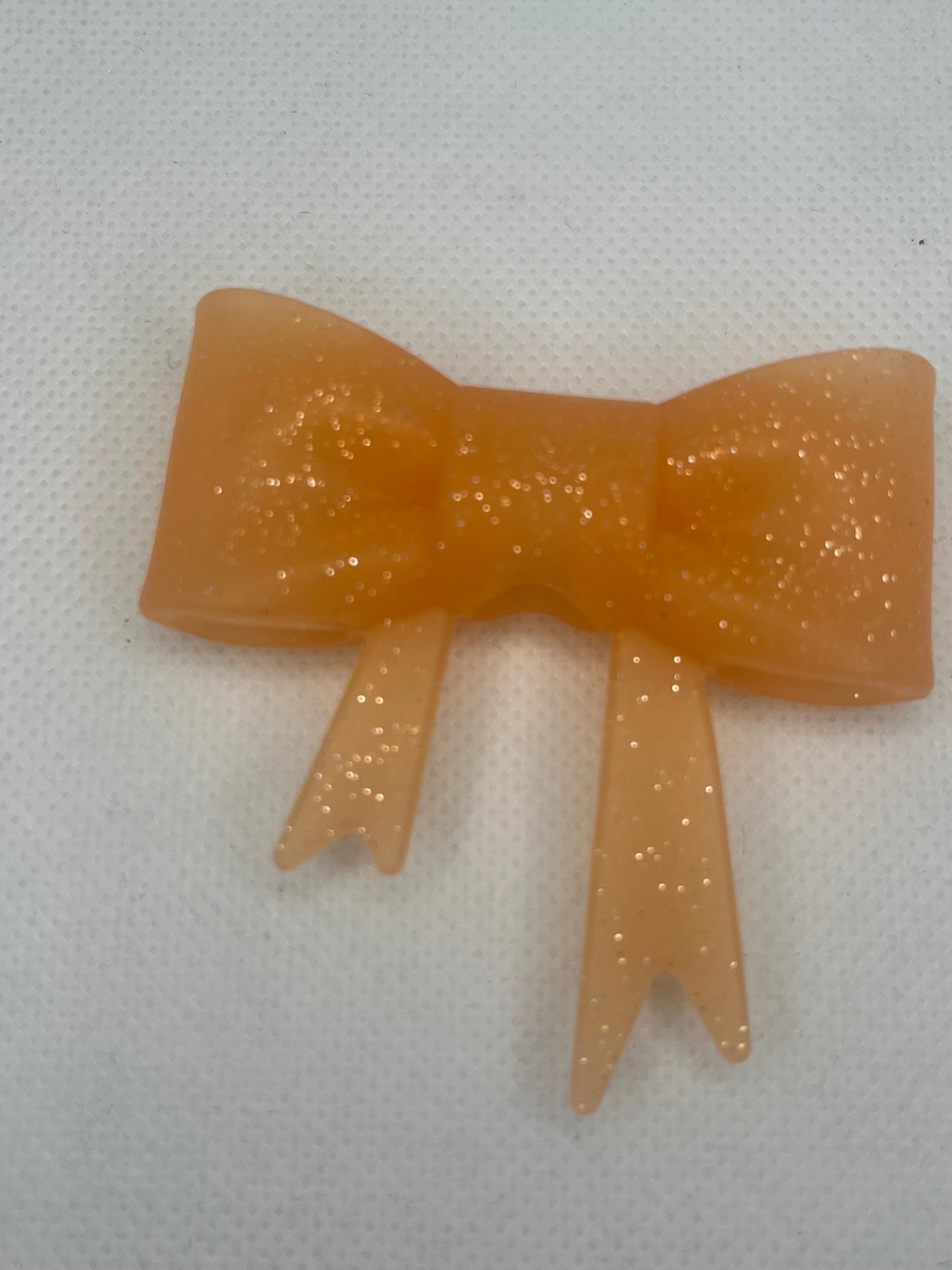 Orange glitter silicone bow