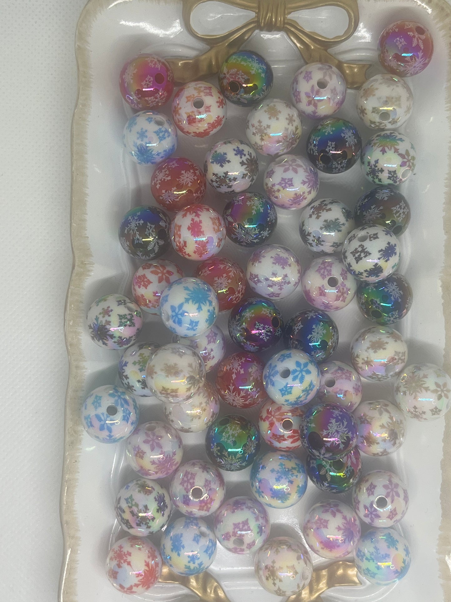 Printed Christmas beads acrylic 16mm