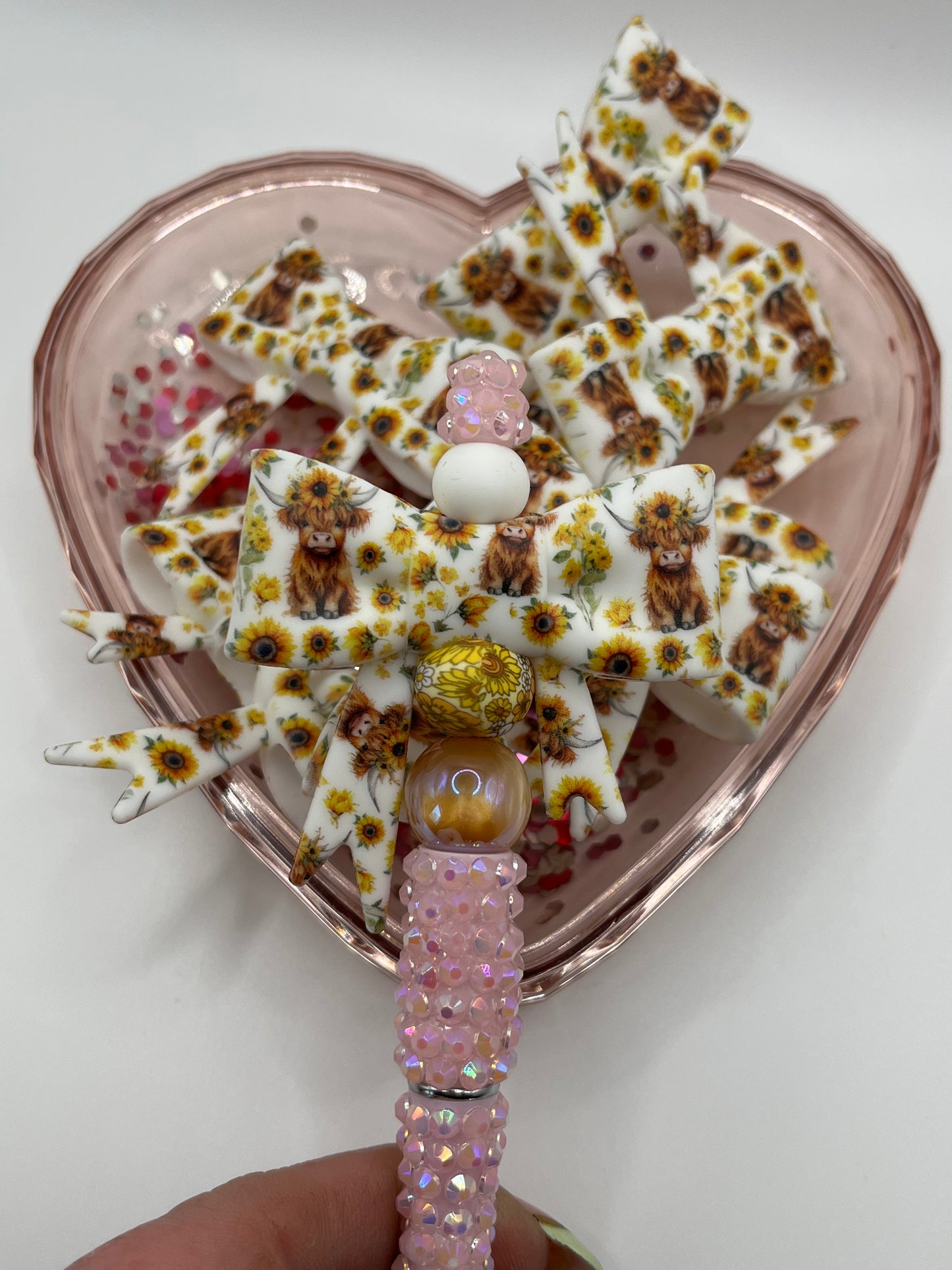 Sunflower cow silicone bow and matching beads