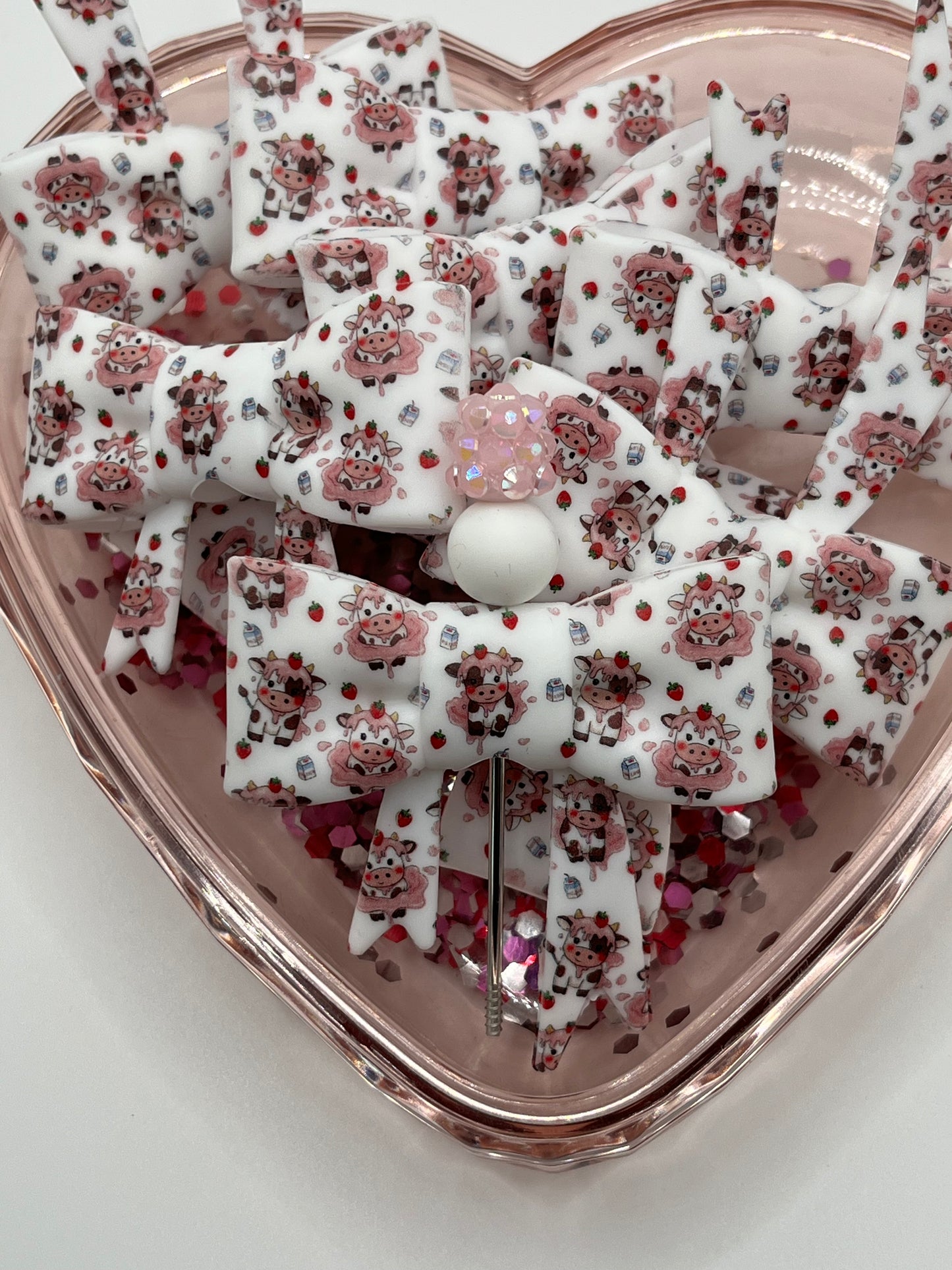 Strawberry cow silicone bow