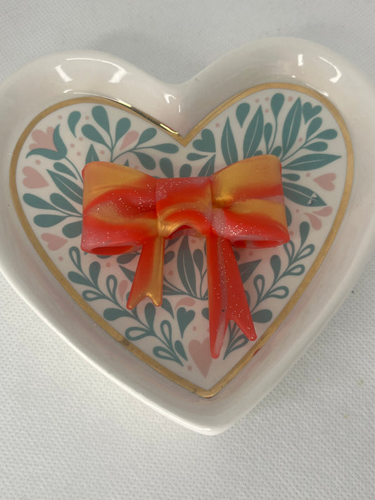 Red/gold swirl silicone bow