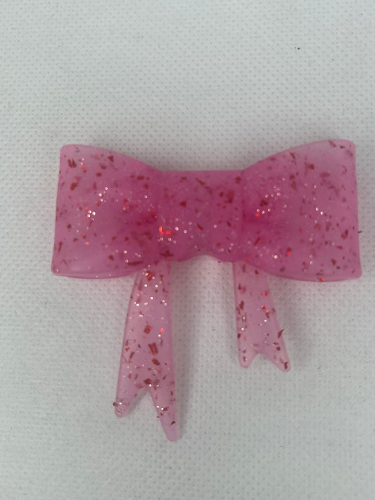 Pink with red glitter silicone bow