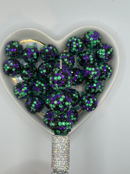 Green/purple/black 20mm rhinestone sold individually