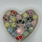 Heart wavy silver rhinestone mixed color 5pk