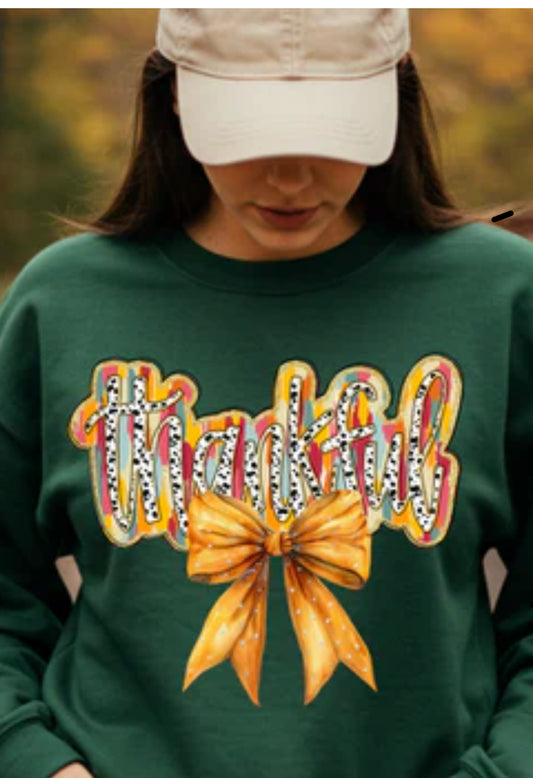 THANKFUL BOW GLITTER TRANSFER