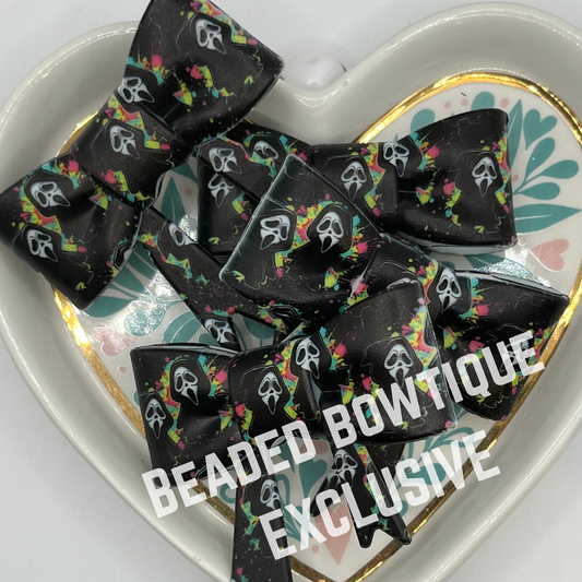 EXCLUSIVE Ghost face neon big bow focal