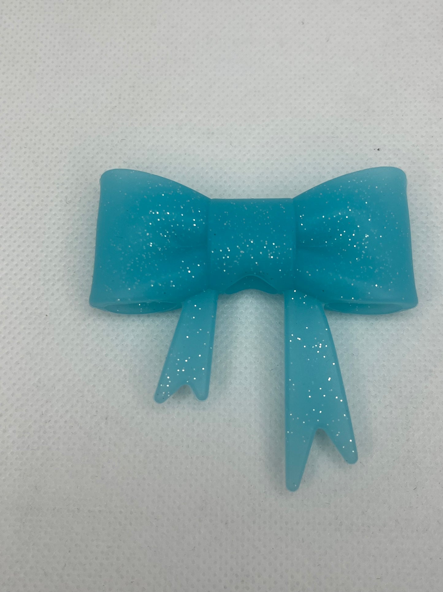 Blue with silver glitter silicone bow