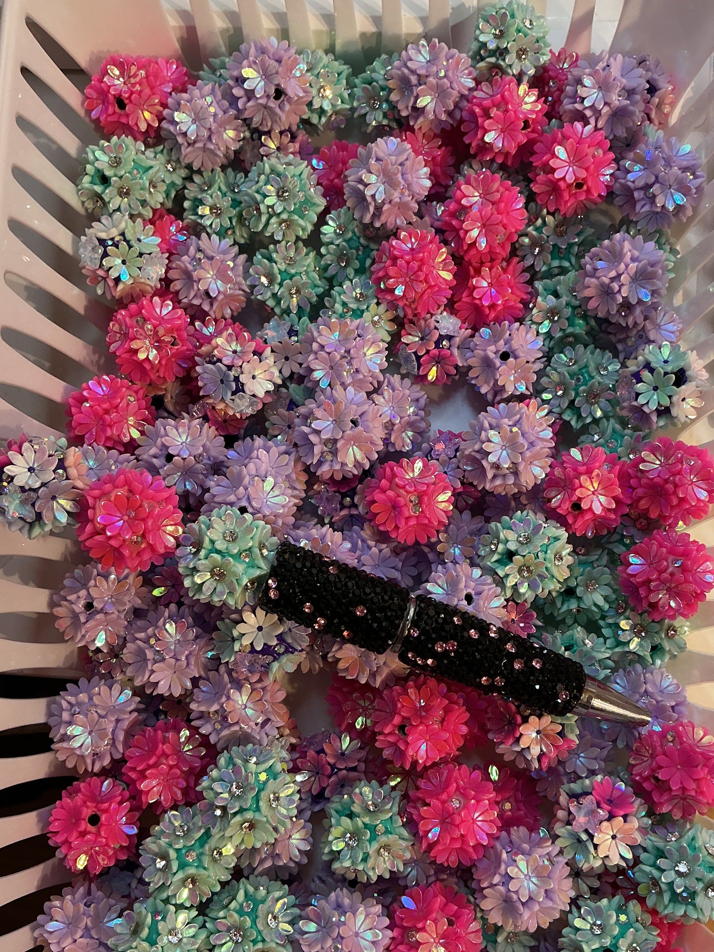 5pk clay flower beads mixed color (f2)