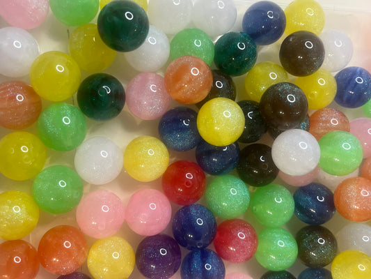 20mm mixed resin glitter beads 5pk