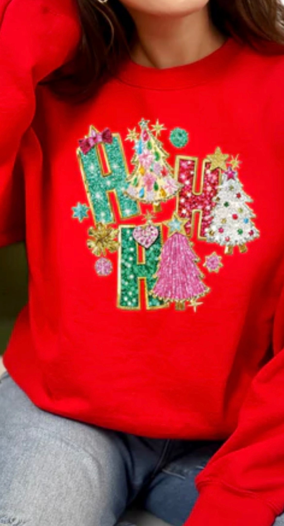 HO HO HO GLITTER SCREEN-PRINT TRANSFER