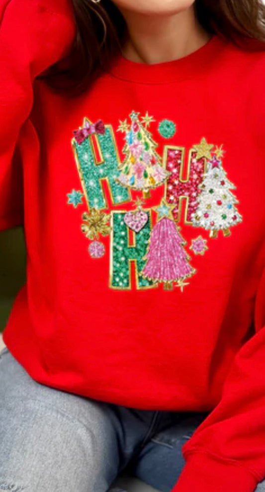 HO HO HO GLITTER SCREEN-PRINT TRANSFER