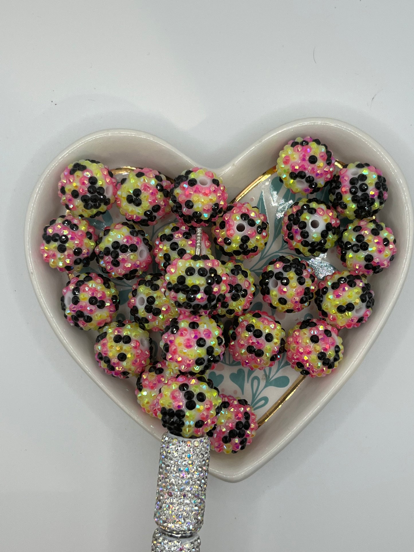 Pink/black multi 20mm rhinestone sold individually