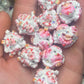 20mm clay fancy strawberry girl beads (SOLD INDIVIDUALLY)