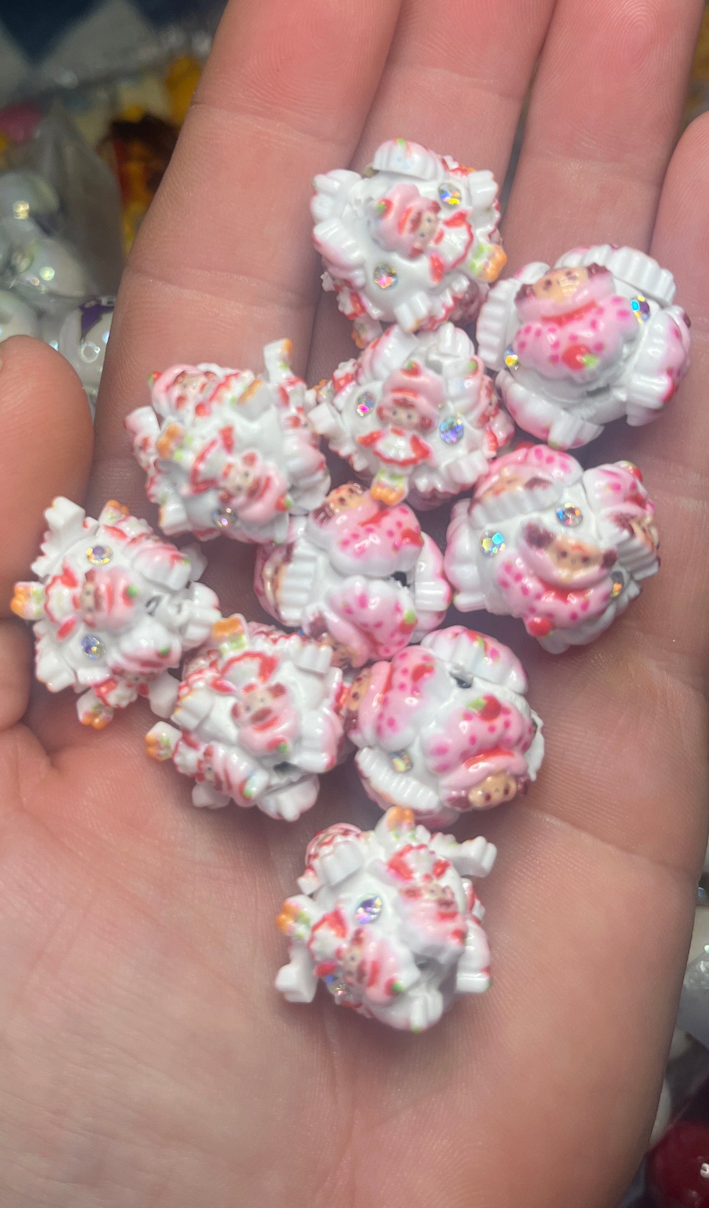 20mm clay fancy strawberry girl beads (SOLD INDIVIDUALLY)