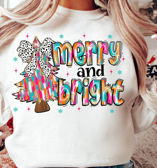 MERRY AND BRIGHT GLITTER TRANSFER