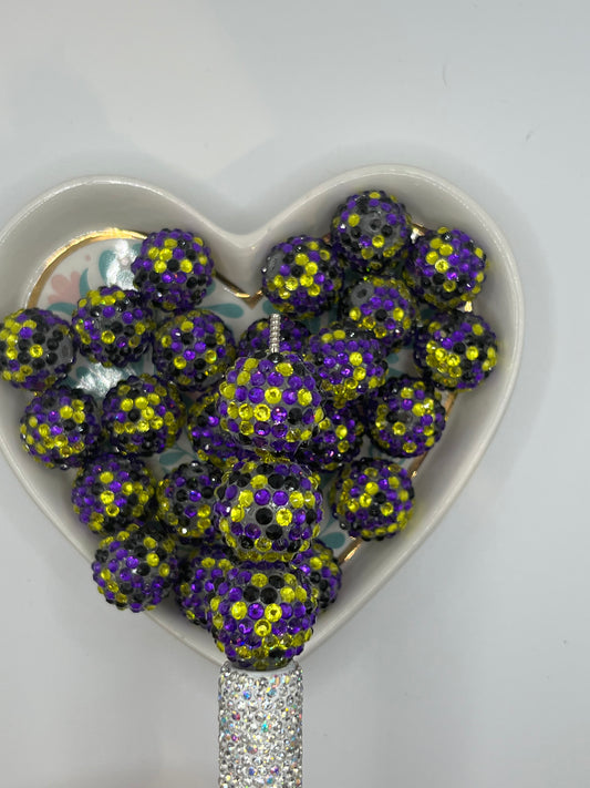 Purple/yellow 20mm rhinestone sold individually