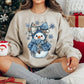 BLUE JEAN SNOWMAN GLITTER TRANSFER