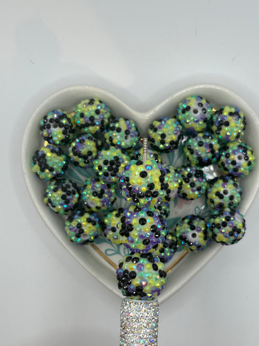 Green/black/purple multicolored 20mm rhinestone sold individually