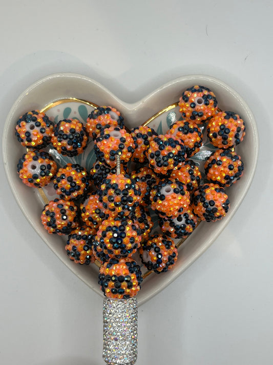 Orange/black 20mm rhinestone sold individually