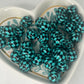 15mm teal checkered silicone bead