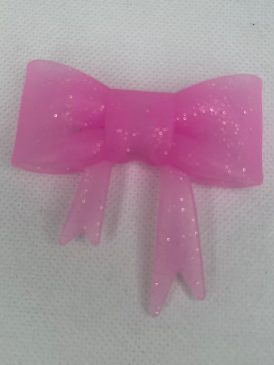 Pink with silver glitter silicone bow