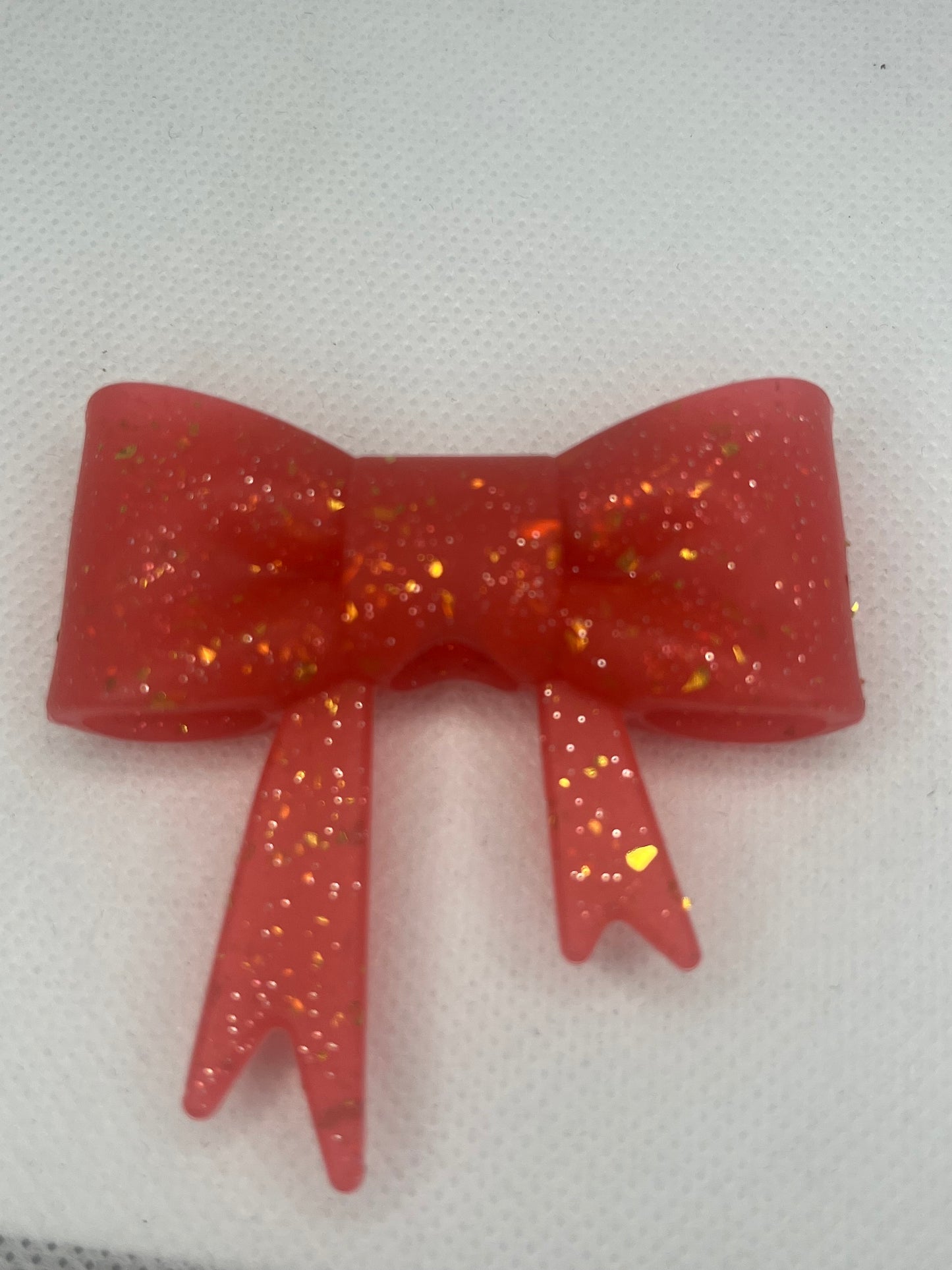 Red with gold glitter silicone bow