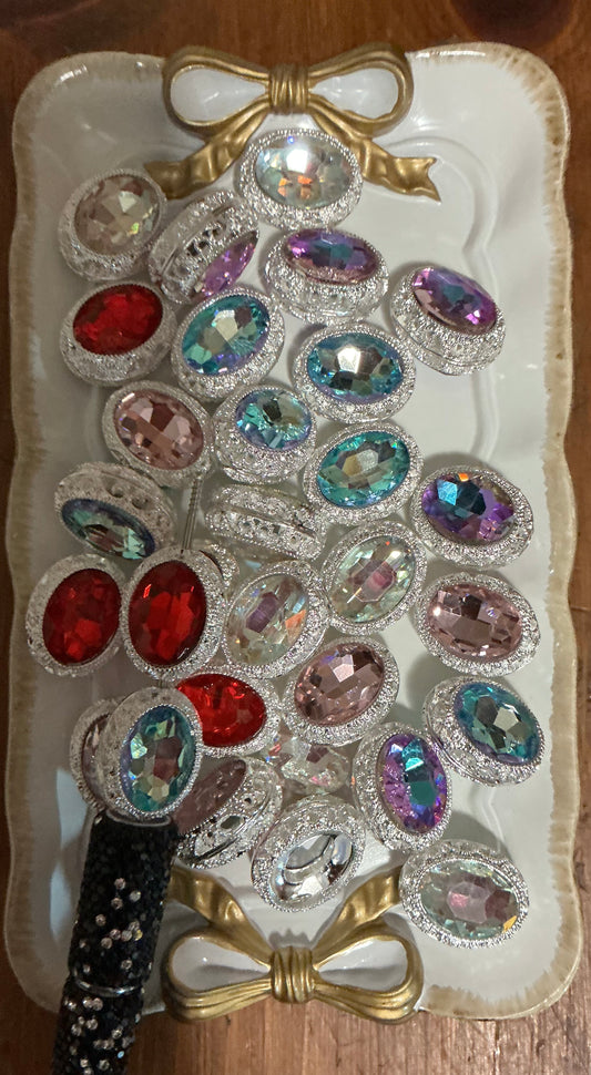 Oval fancy metal bead (sold individually )