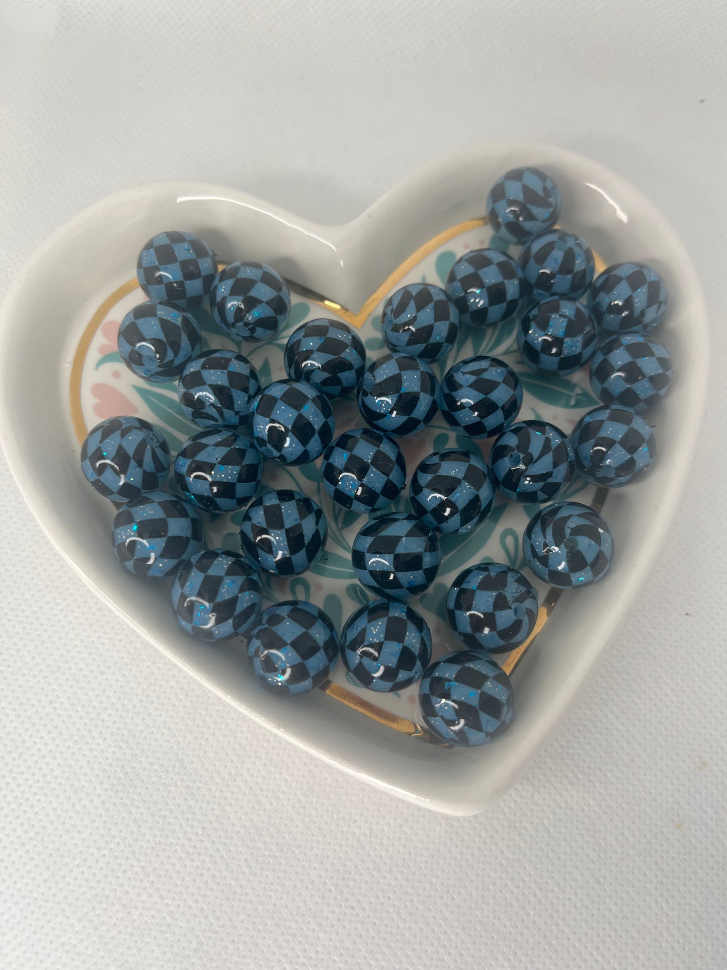 15mm clear blue glitter silicone bead