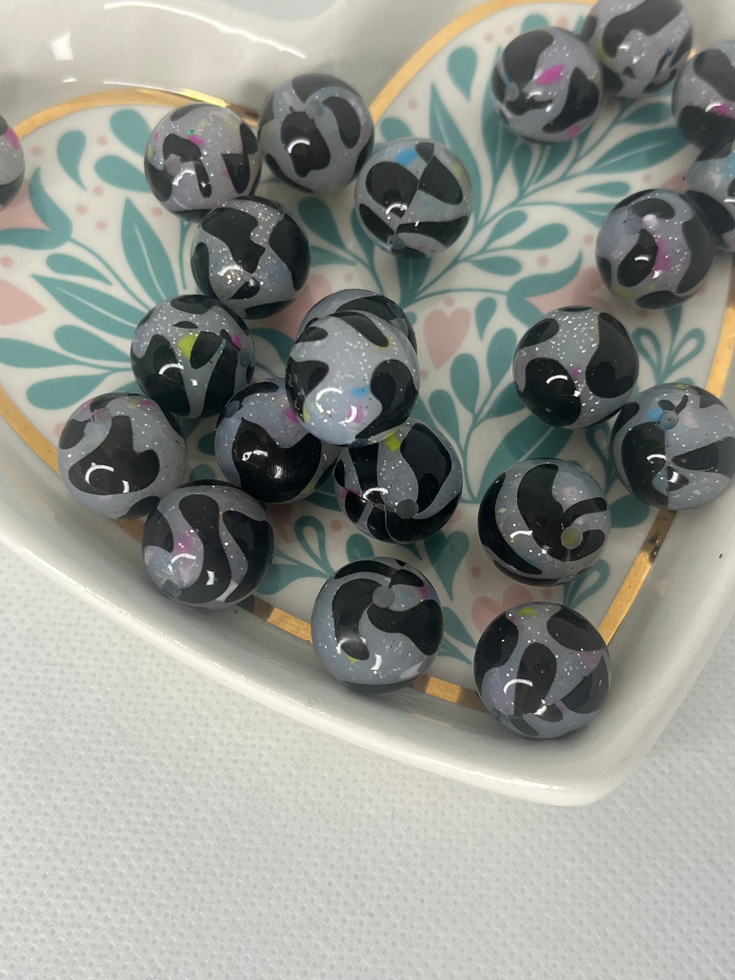 15mm colorful cow silicone beads