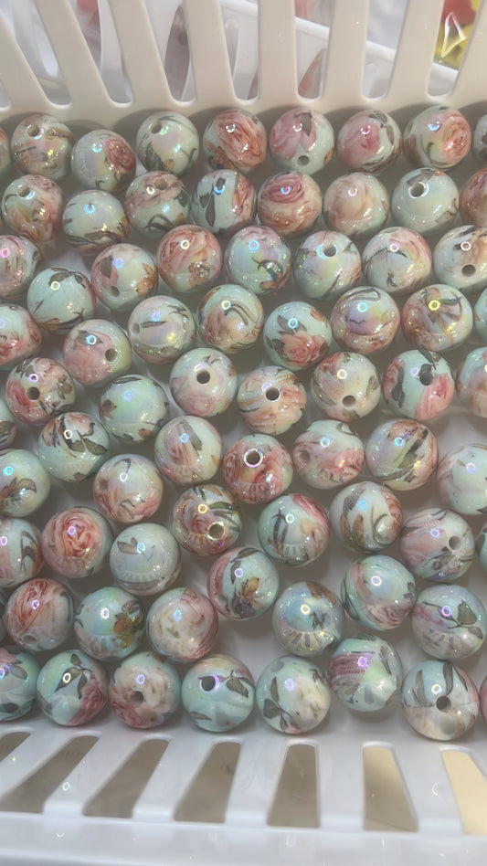 16mm rose printed sold individually