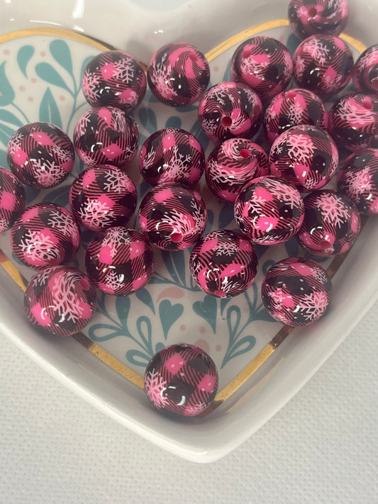 15mm pink snowflake silicone bead