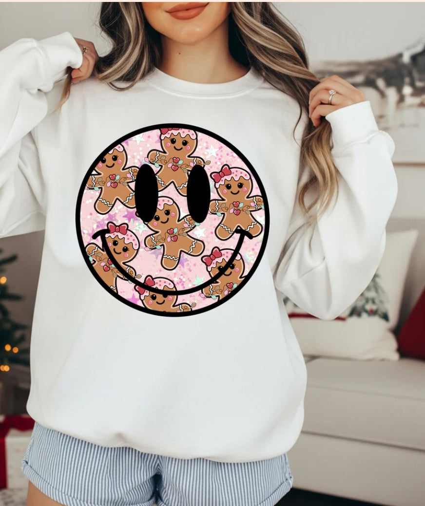 Smiley gingerbread glitter screenprint transfer
