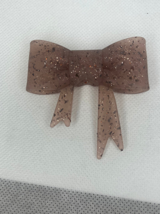 Brown with glitter silicone bow