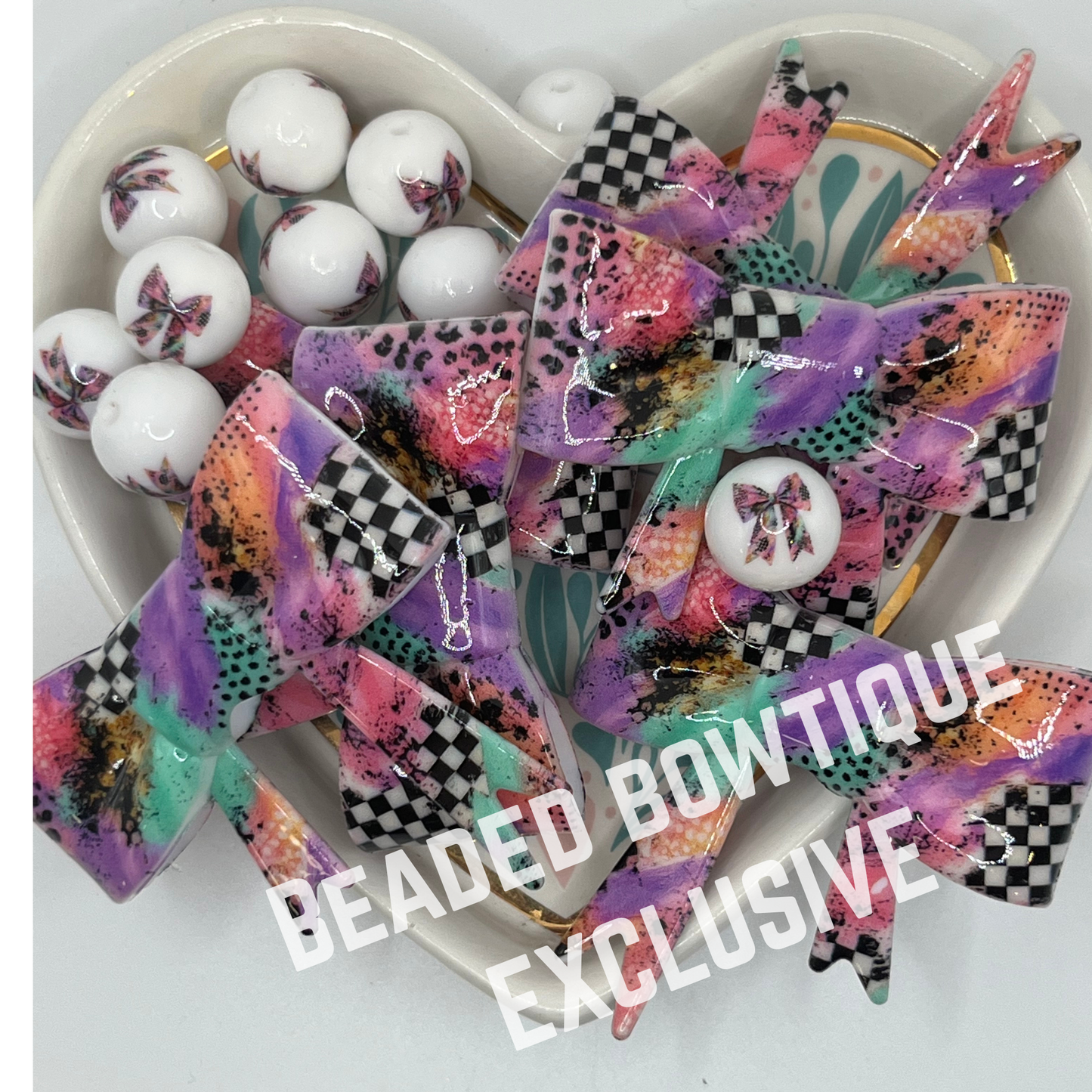 EXCLUSIVE multi color liquid silicone bow focal (matching beads sold separately)
