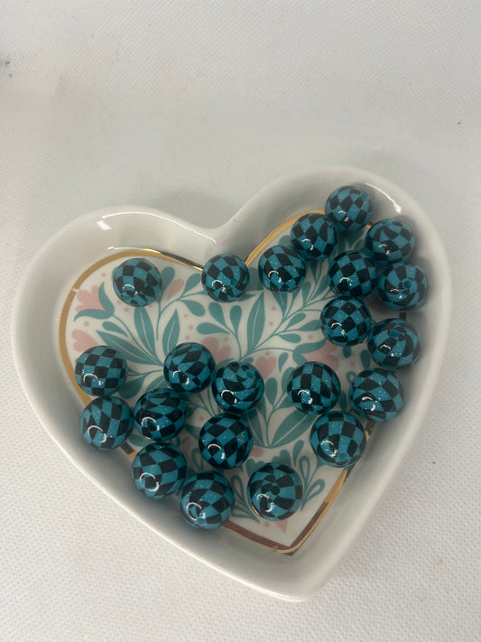 15mm solid blue glitter silicone bead