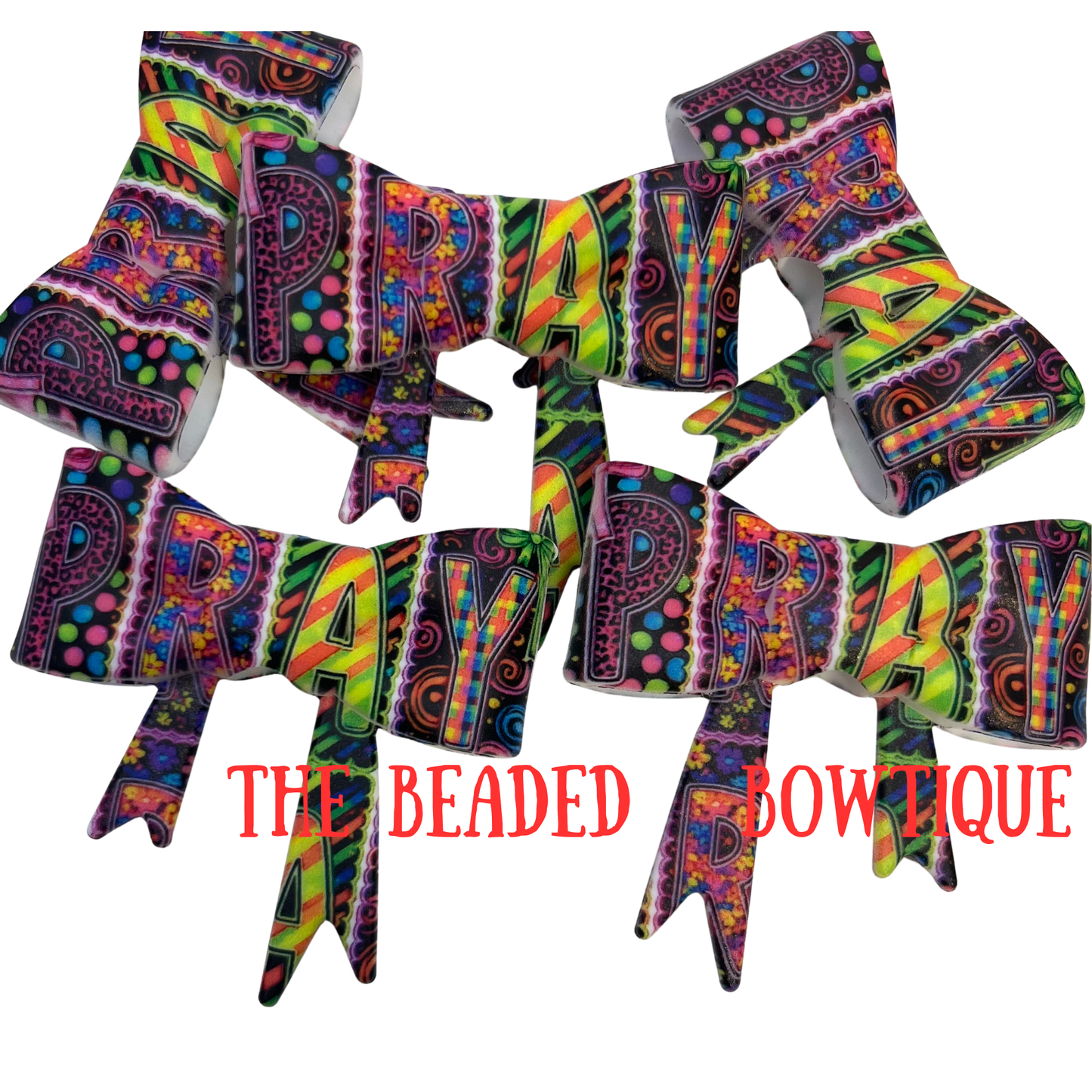 EXCLUSIVE neon pray printed silicone bows