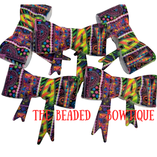 EXCLUSIVE neon pray printed silicone bows