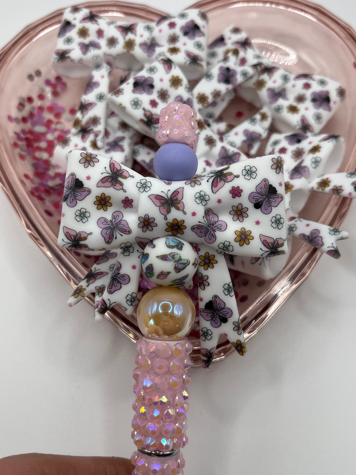 Butterfly silicone bow and matching beads