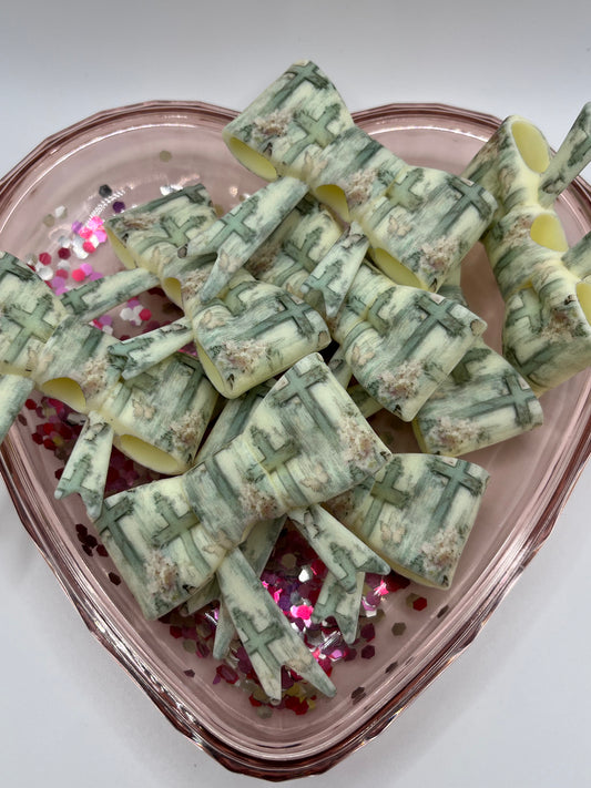Cross and flowers silicone bow