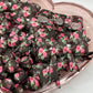 Black rose printed silicone bead/bow sold individually