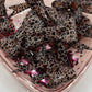 Brown glitter cheetah bow