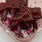 Red glitter checker bow