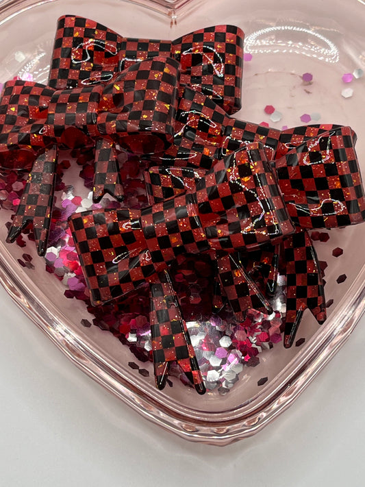 Red glitter checker bow