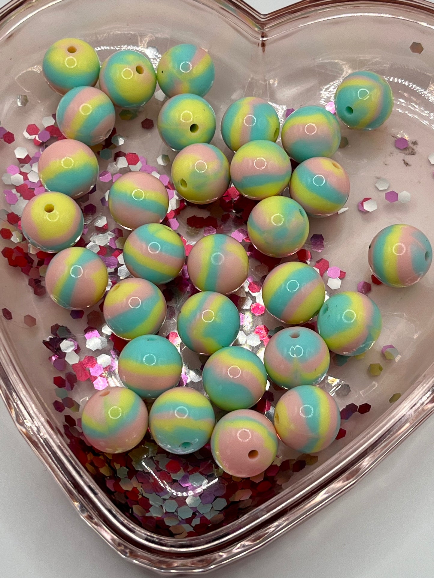 15mm pastel mixed shiny beads SOLD INDIVIDUALLY!