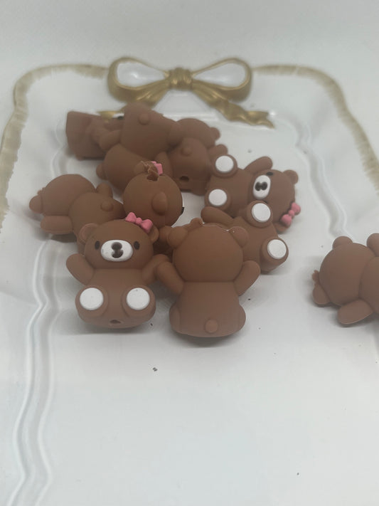 Brown Bear pink bow 3d